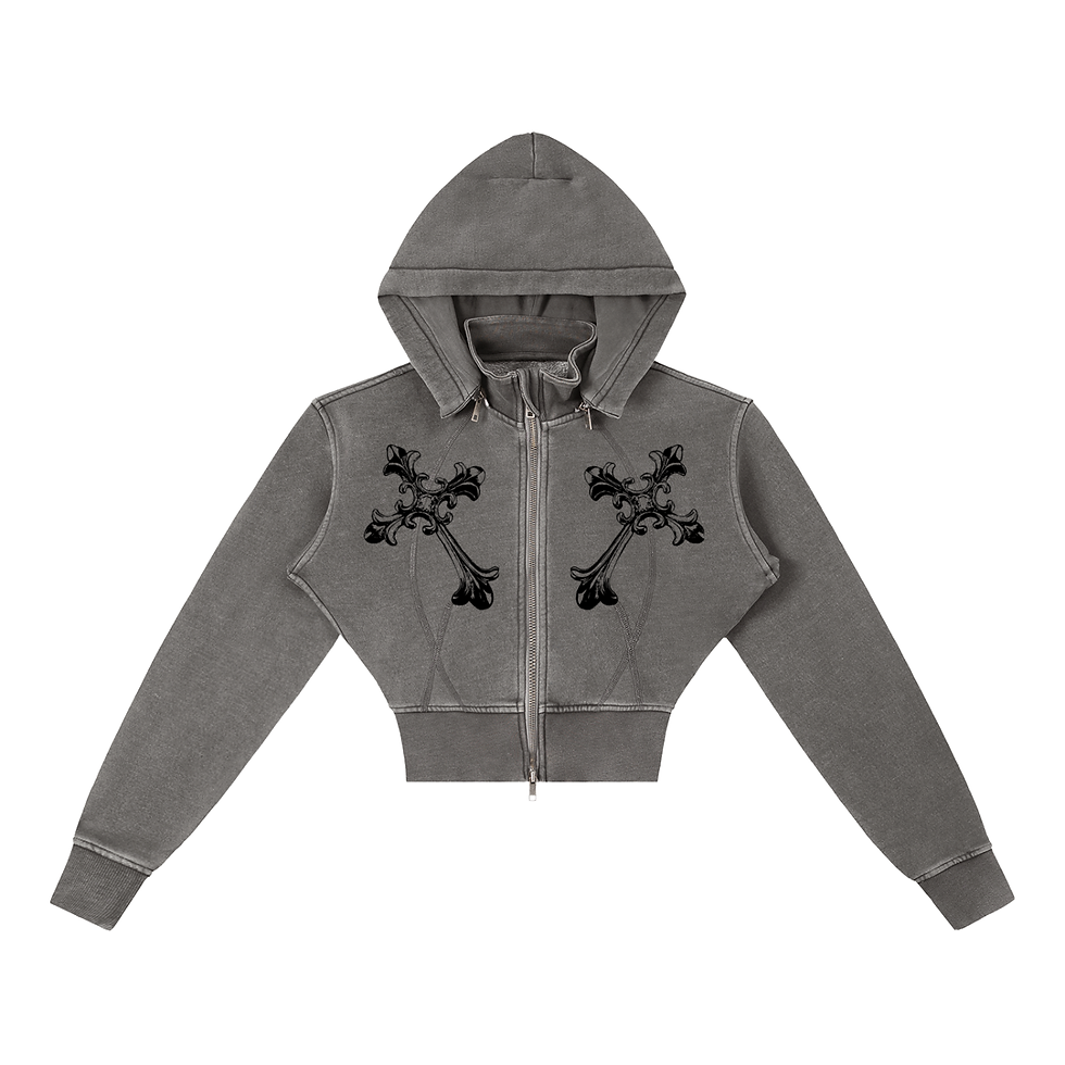 Thumbnail: Untold Double Zip Cropped Hoodie