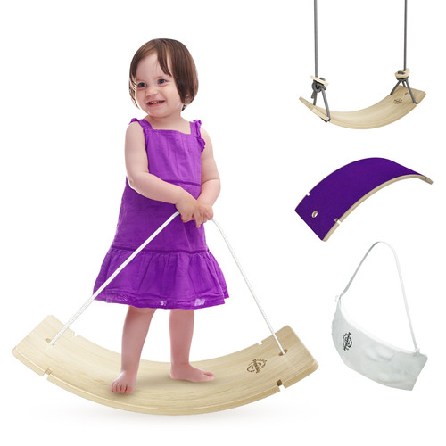 Pirouettely Wooden Wobble Balance Board for Kids with Swing My Site