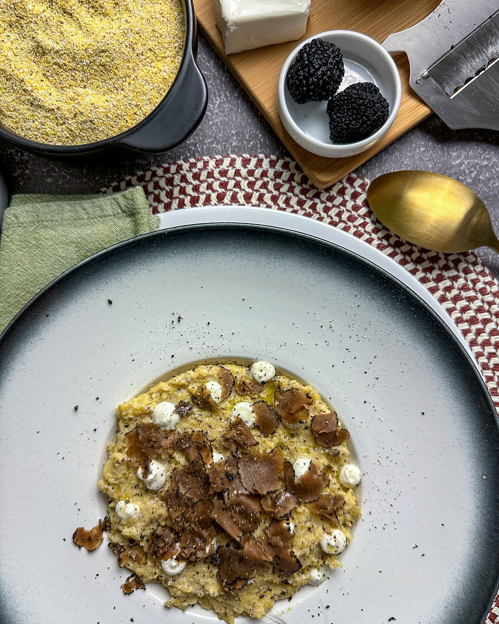 Polentina di grano saraceno, robiola e tartufo estivo