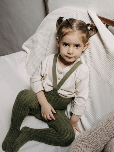 Teddy Granny Tights With Braces - Olive main image 0