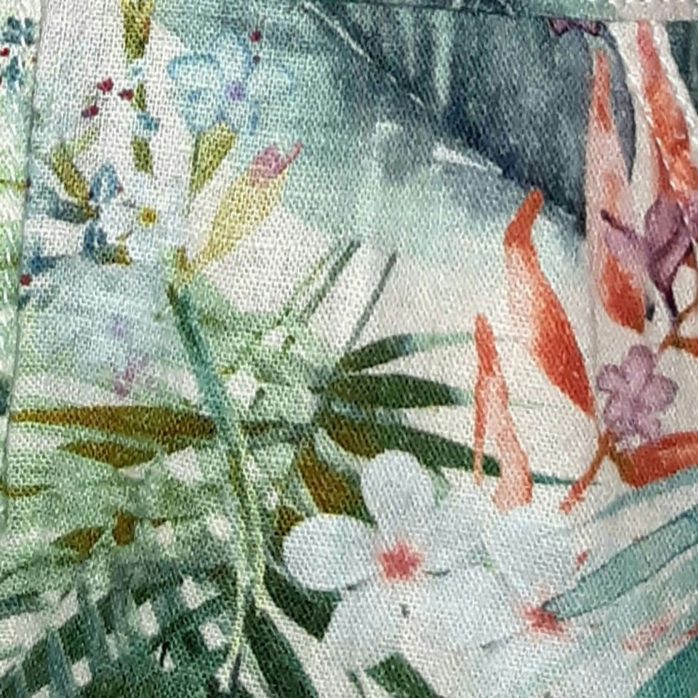 Thumbnail: Floral canvas short dungarees
