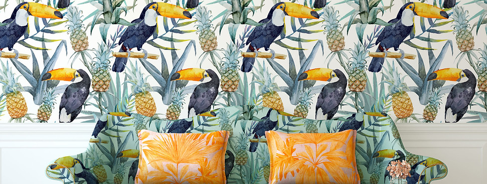 Tropical Print Sofa and Wall