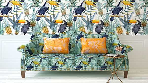 Tropical Print Sofa and Wall