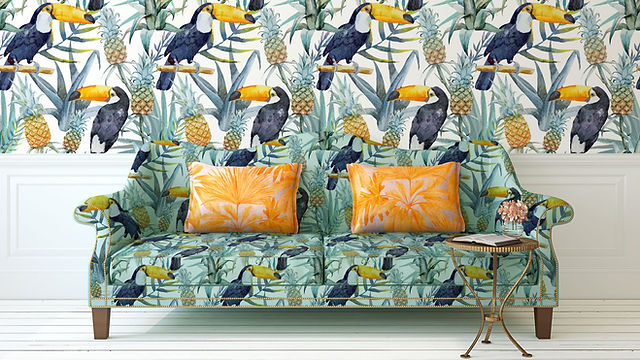 Tropical Print Sofa and Wall