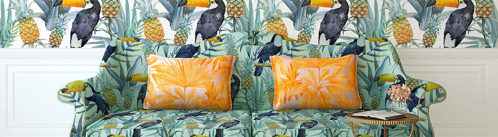 Tropical Print Sofa and Wall