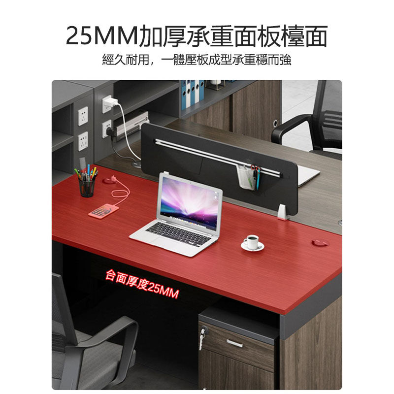 縮圖：（包送貨包安裝）辦公室組合枱 職員辦公桌 組合員工位 屏風隔間 帶側櫃辦公枱 SJRG-BGZ-003