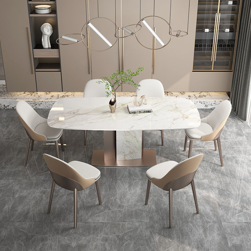 縮圖：(包送貨/安裝)岩板餐桌長方形意式極簡家用小戶型輕奢餐桌椅組合xm-C2212