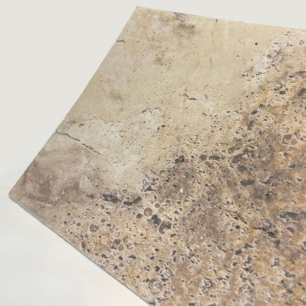 縮圖：Flexible Stone 軟瓷 Veneer Sheet 柔性石材 防水防潮 雲砂洞石 120x60cm 棕黃色