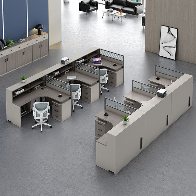 縮圖：（包送貨包安裝）辦公室組合枱 帶屏風辦公枱 SJRG-080