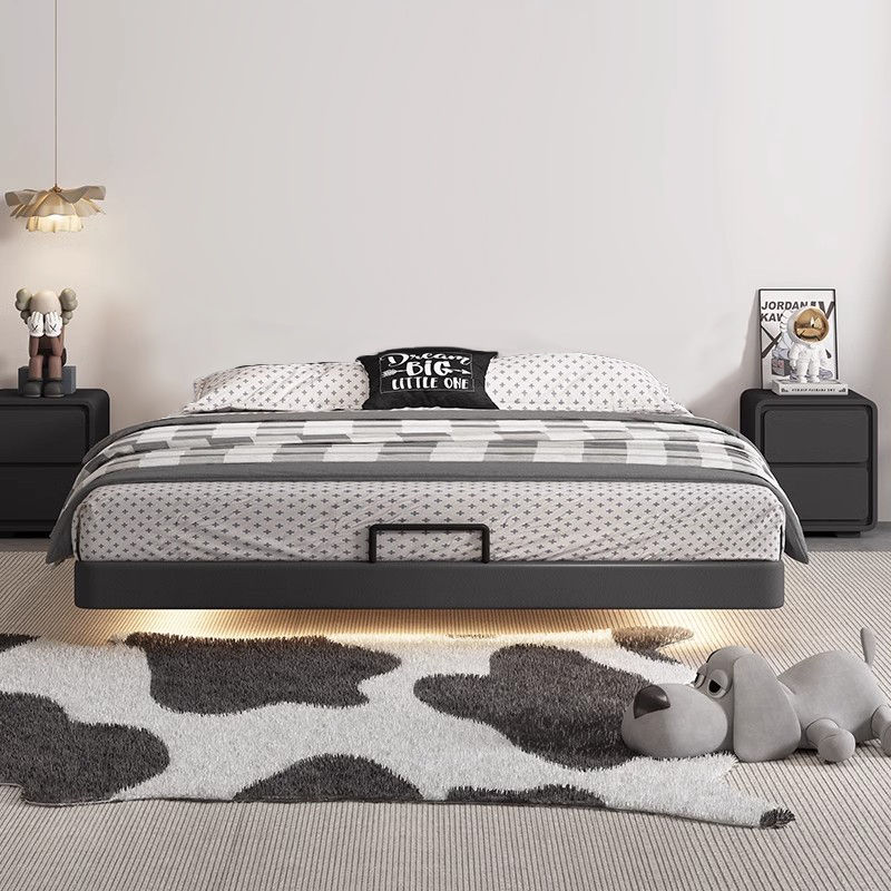 縮圖：(包送貨包安裝) 實木軟包床 無床頭款 兒童儲物床 高箱床 尺寸可改 HLW-C002A