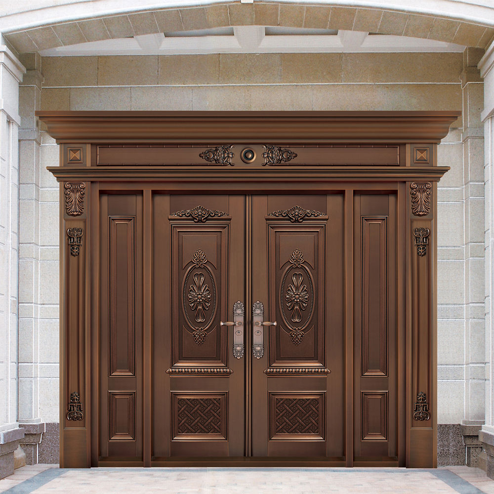 大門 入戶門 XB-P326 尊貴純銅門 Front Doors Exterior doors 不鏽鋼大門 表面鍍銅工藝 別墅大門 包框包鎖 多色可選