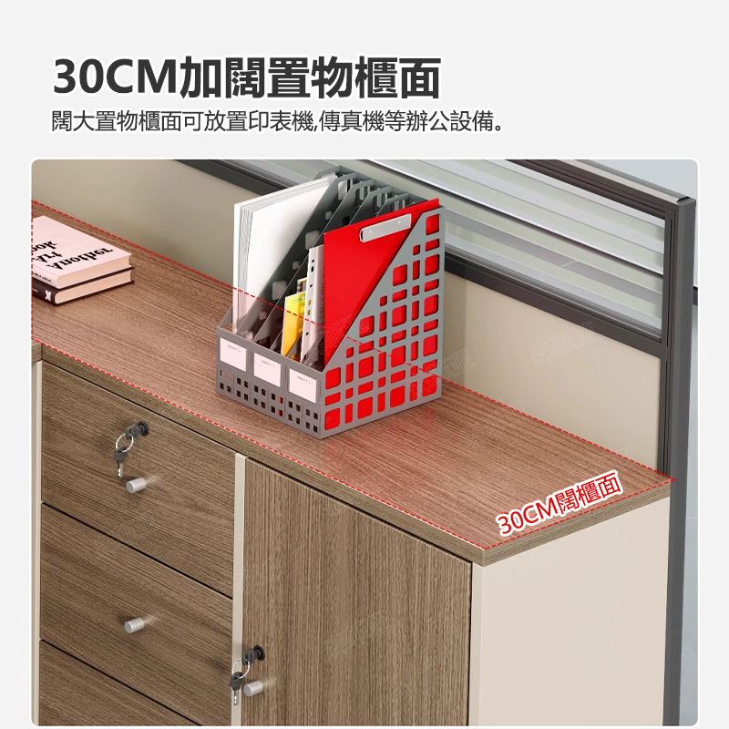 縮圖：（包送貨包安裝）辦公室組合枱 職員辦公桌 組合員工位 屏風隔間 帶側櫃辦公枱 SFY-T003