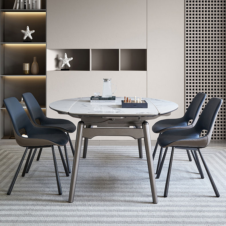 縮圖：(包送貨/安裝)實木岩板餐桌 現代簡約輕奢 家用小戶型 餐桌椅xm-638