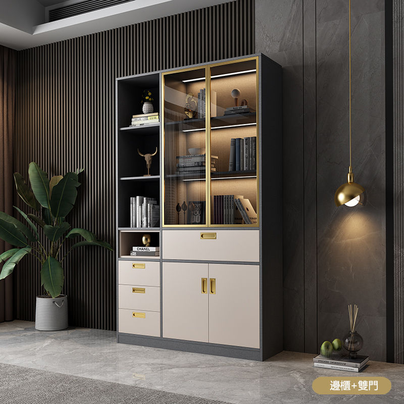 縮圖：(包送貨包安裝) 書櫃落地 簡約現代 玻璃門 組合 茶葉櫃子 ysd003