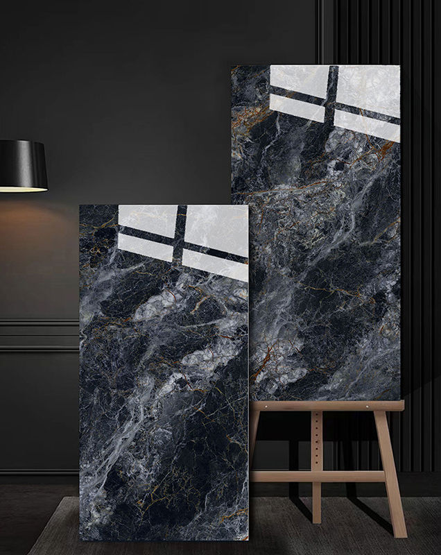 縮圖：意大利設計瓷磚 Italian Design Tiles 奢石系列 75YS319 卡薩黑金 亮光面 地磚 牆磚