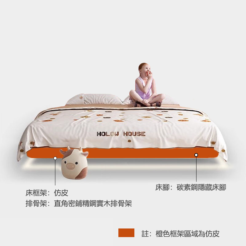 縮圖：(包送貨包安裝) 實木軟包床 無床頭款 兒童儲物床 高箱床 尺寸可改 HLW-C005A