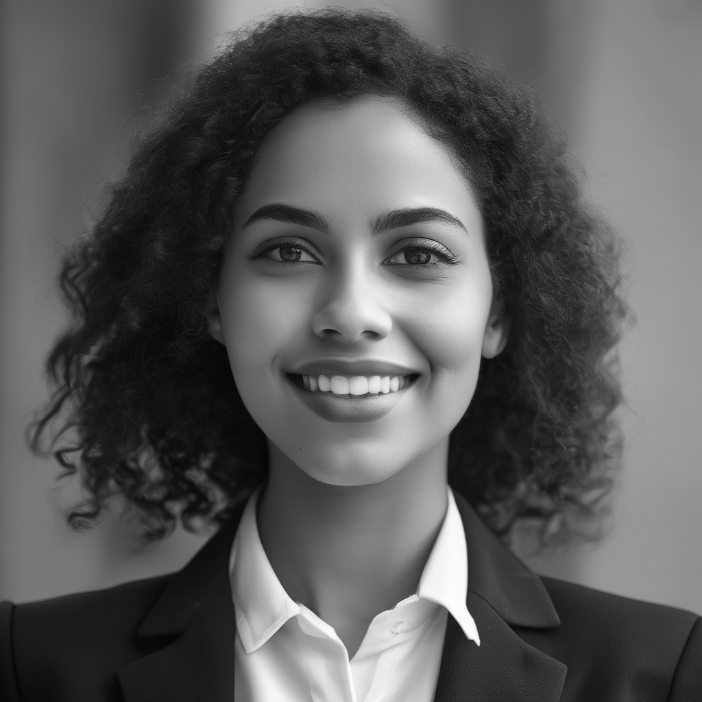 north african facial light skin features young business  professional female black and whi