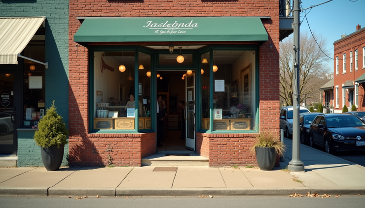 Eye-level view of a small business storefront in a North Wales town