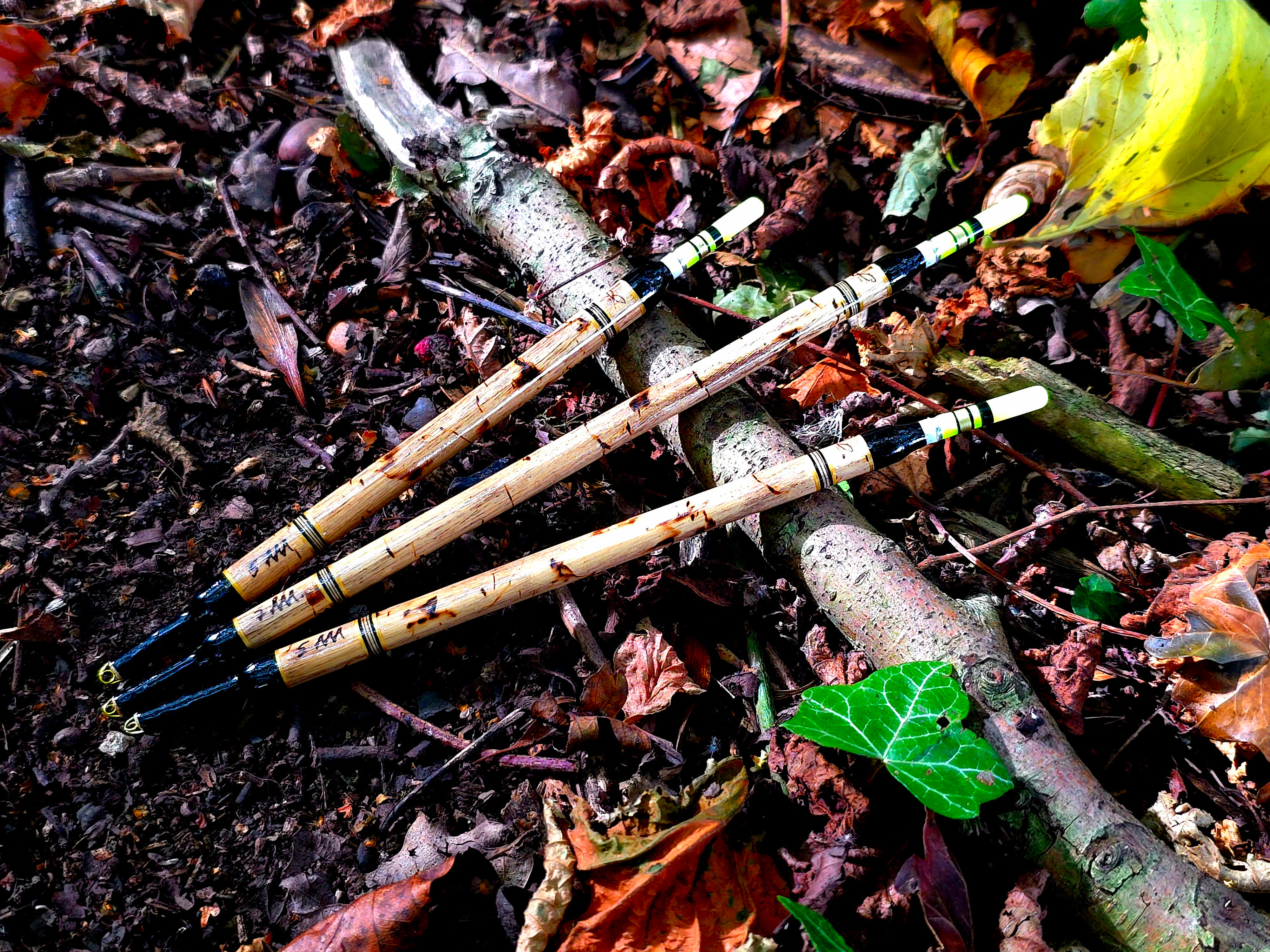 Handmade Scorched Night Floats. Yellow Tips