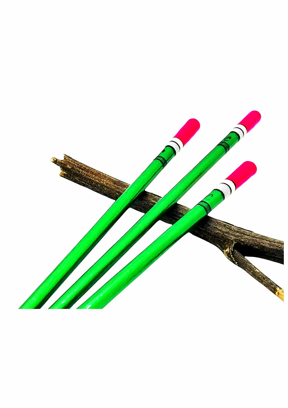 Thumbnail: Handmade Straight Wagglers. Pearlescent Green. Red Tips. Set of 3. MADE TO ORDER
