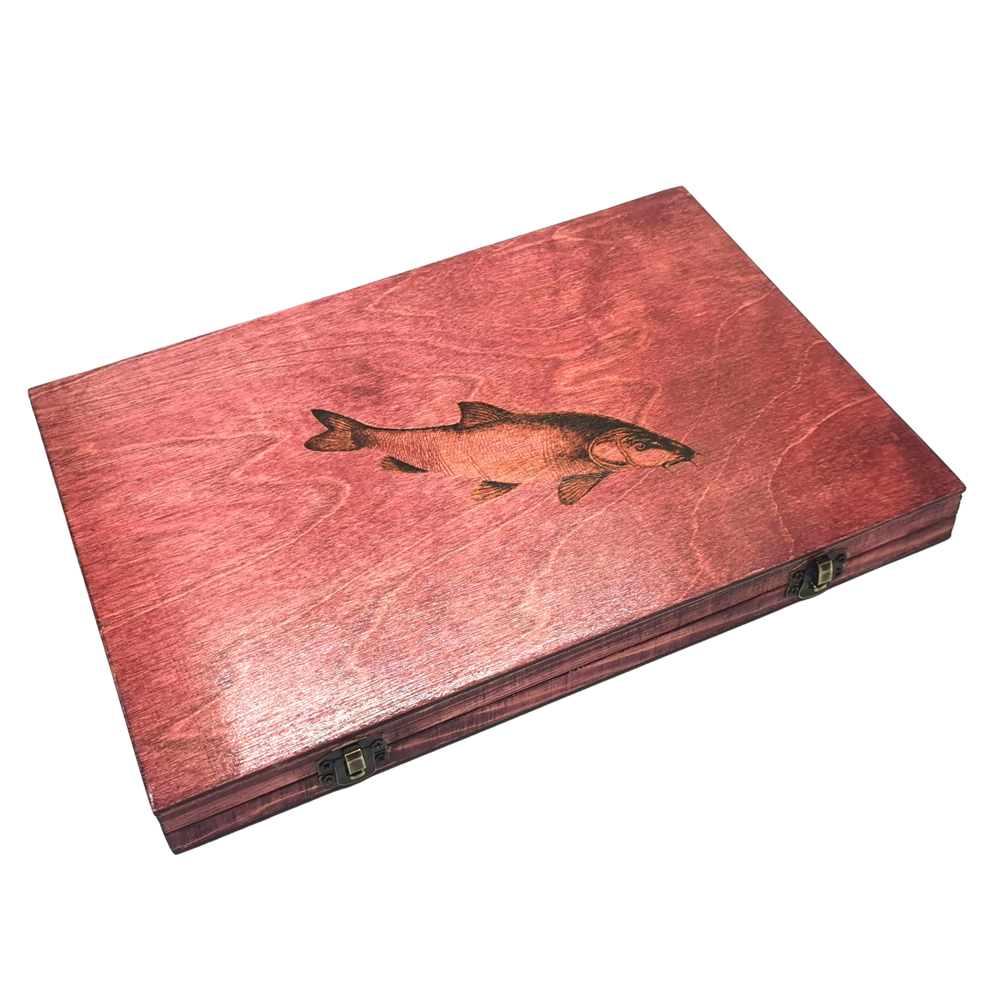 Handmade Float Box. Woodburnt Barbel Float Box