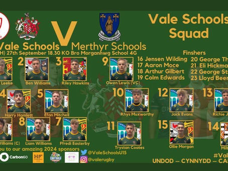 Vale Schools U16s vs Merthyr Schools U16s