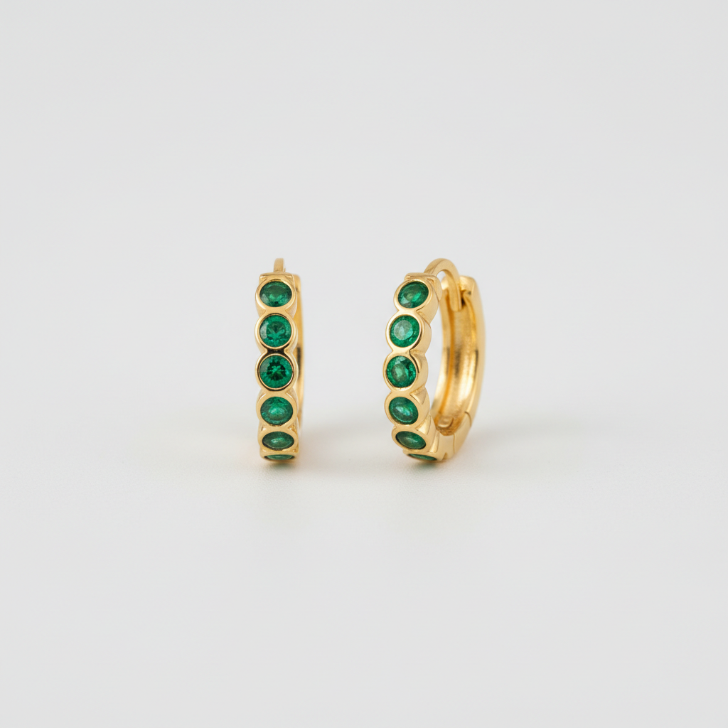 Emerald Hoop Earrings