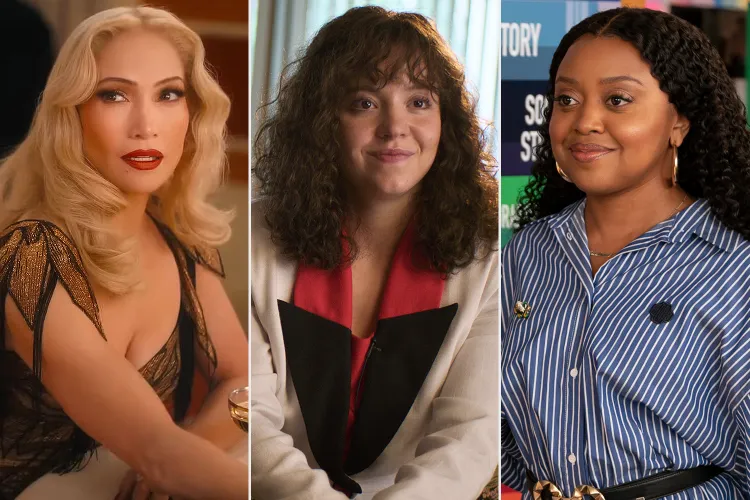 Jennifer Lopez in "Kiss of the Spider Woman"; Sydney Sweeney in "Christy"; Quinta Brunson in "Abbott Elementary". Credit : Jennifer Lopez/YouTube; Black Bear Pictures; Disney/Gilles Mingasson