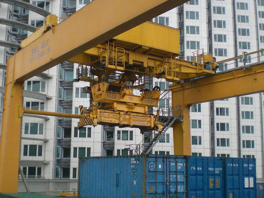 Shipping containers at a Hong Kong container pier