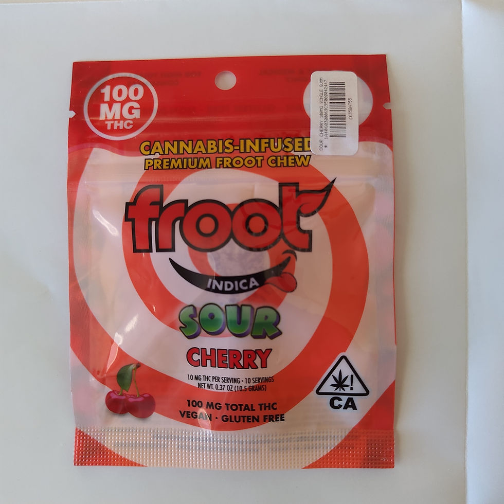 Commercially prepared cannabis gummy sold as an edible product in California
