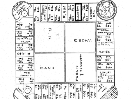 1904 patent drawing of Lizzie Magie's Landlord's Game board