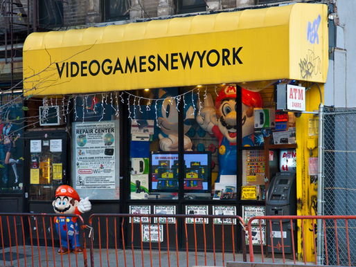 A New York City storefront representing businesses eligible to benefit from commercial-corridor grants