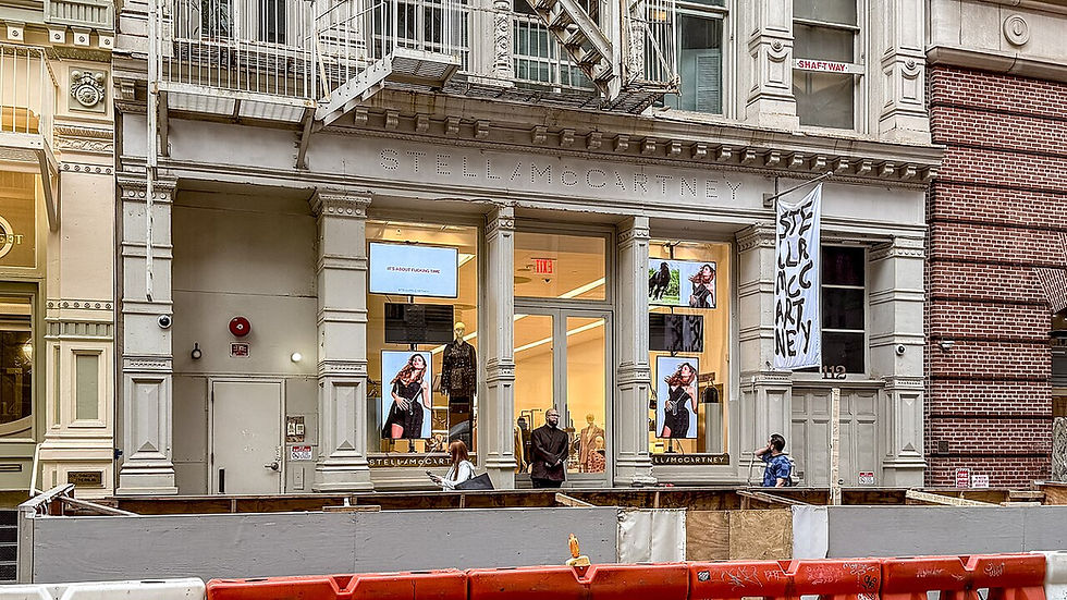 A Stella McCartney storefront, representing the label’s Spring 2027 Paris Fashion Week collection