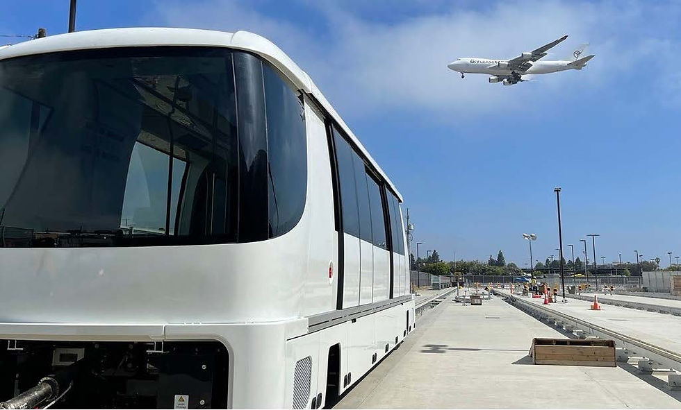 LAX Automated People Mover vehicle during testing in Los Angeles