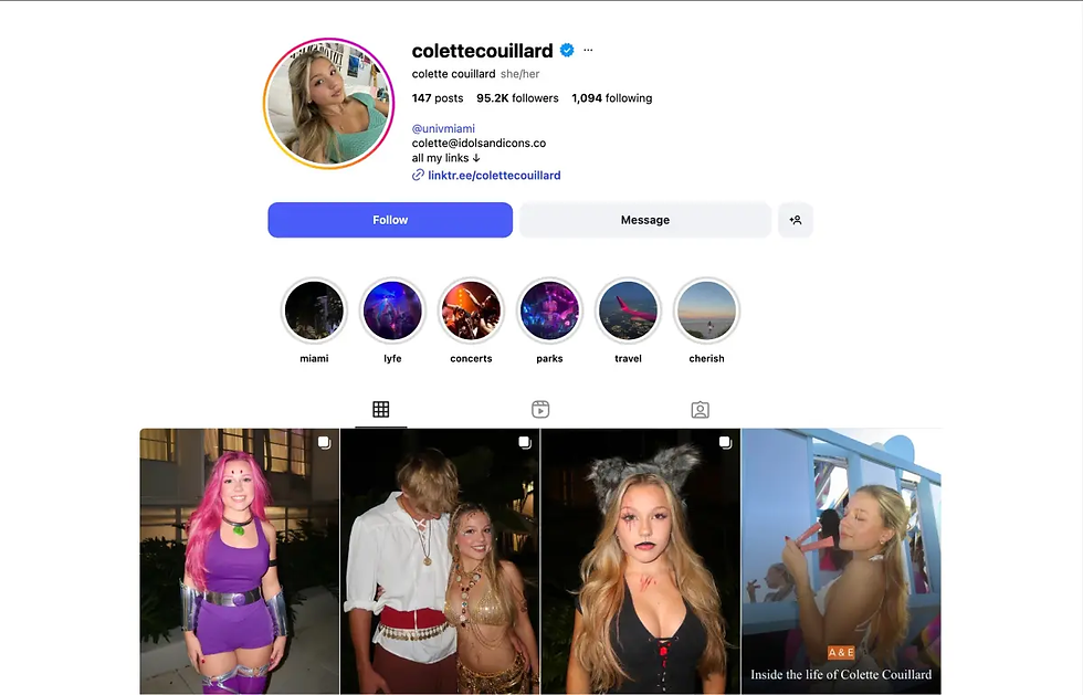 Colette Couillard told the Miami Hurricane that she first went viral as a sophomore in high school. Colette Couillard/ Instagram