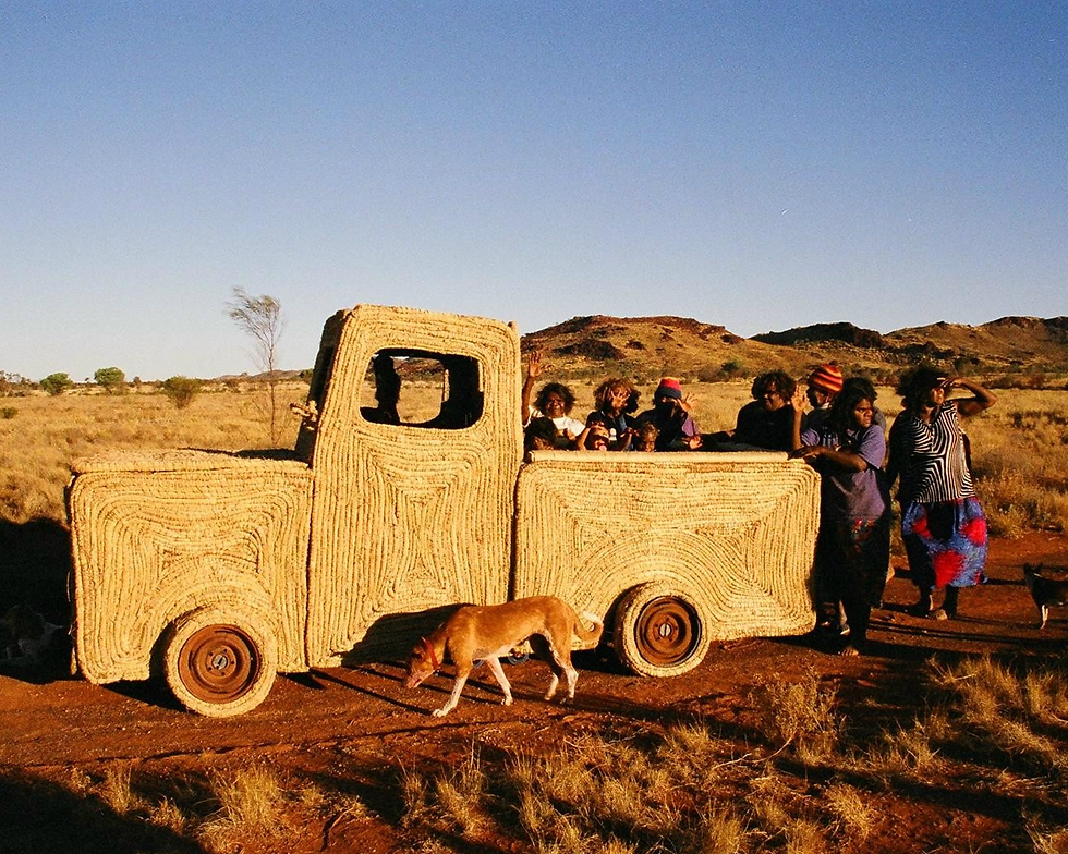Tjanpi Desert Weavers in Papulankutja with the Tjanpi Toyota that won top prize at the 2005 Natisaas. Photograph: Thisbe Purich/NPY Women’s Council