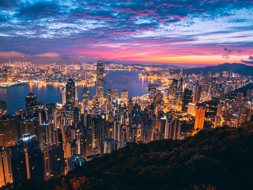Hong Kong skyline and financial district across Victoria Harbour