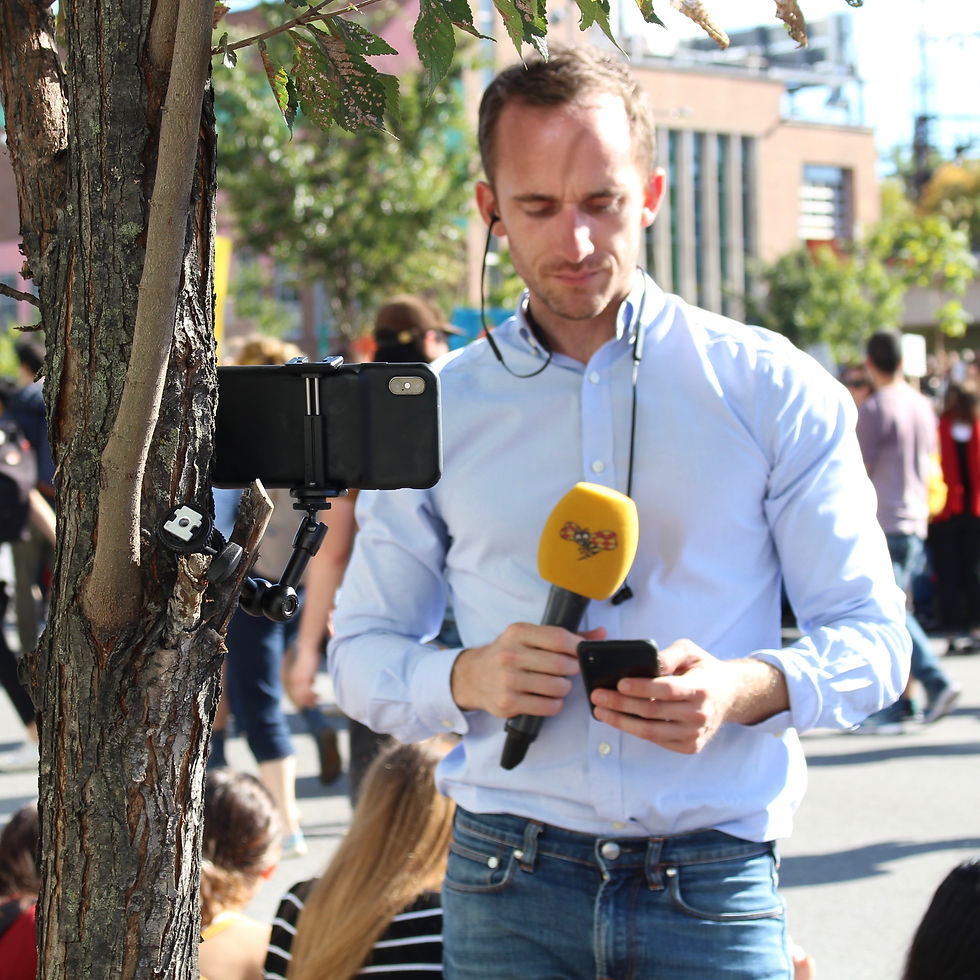 A creator filming with smartphones, illustrating how micro-influencers produce focused brand content