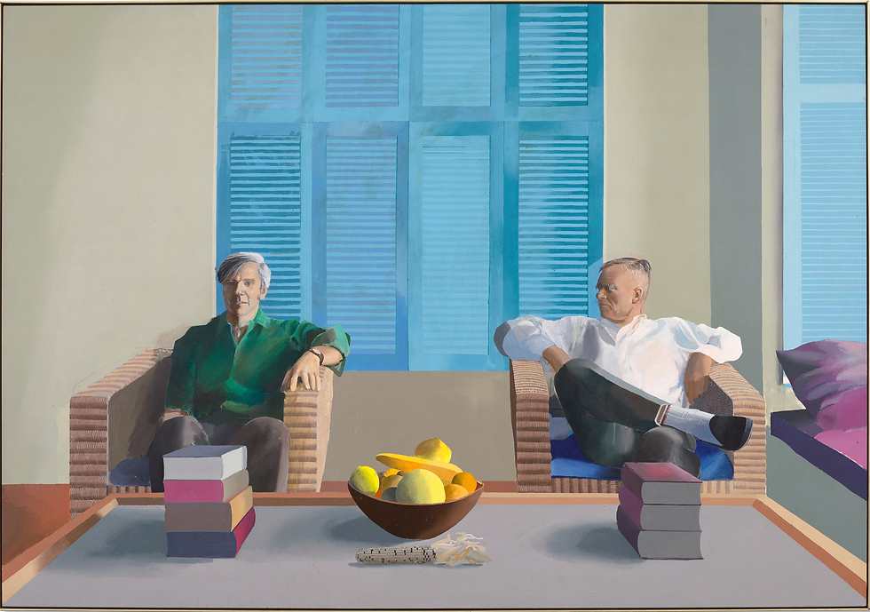 ‘I sat still!’ … Bachardy, left, and Isherwood in Hockney’s 1968 work. Photograph: CHRISTIE’S IMAGES LTD. 2025