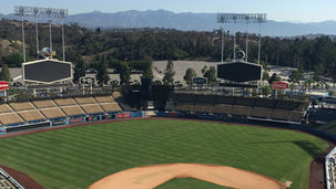 Dodger Stadium in Los Angeles, where postseason crowds make transportation planning especially important