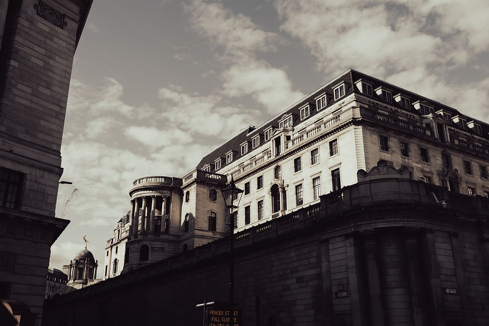 Bank of England building in London as UK gilt yields influence mortgage and business borrowing costs