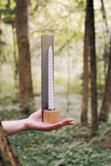 Sabana studio Kerzenhalter Luminia aus Edelstahl und Massivholz