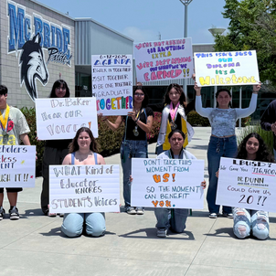 Students in front of McBride High School