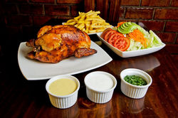 pollo-a-la-brasa-with-salad-and-dipping-sauces