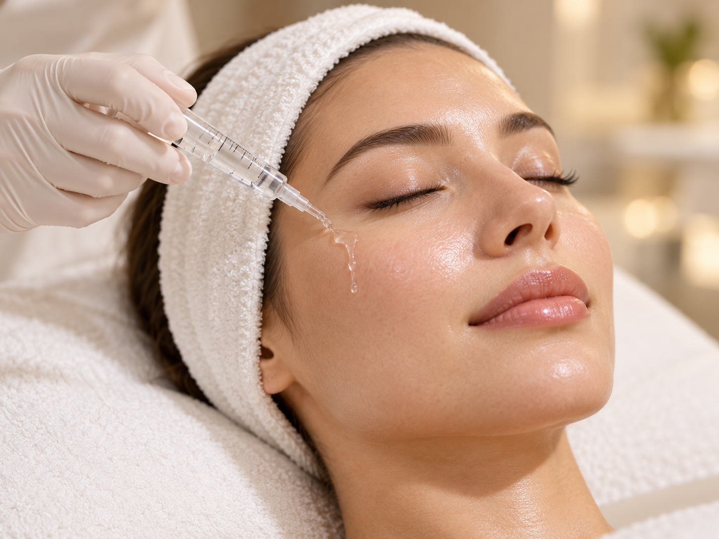 Professional topical serum application to the face following microneedling