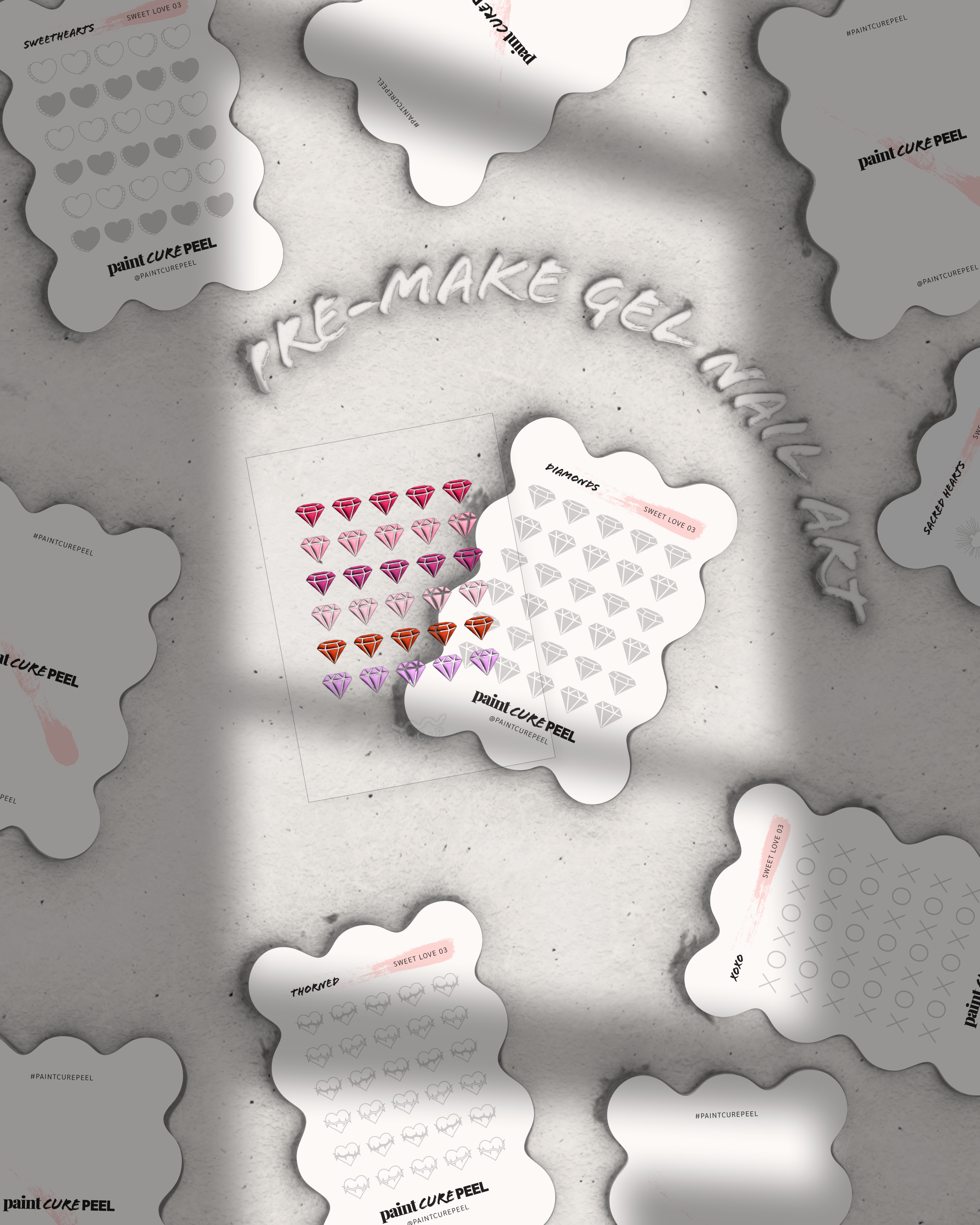 Paint Cure Peel Sweet Love Shapes: Shape Kit Guides