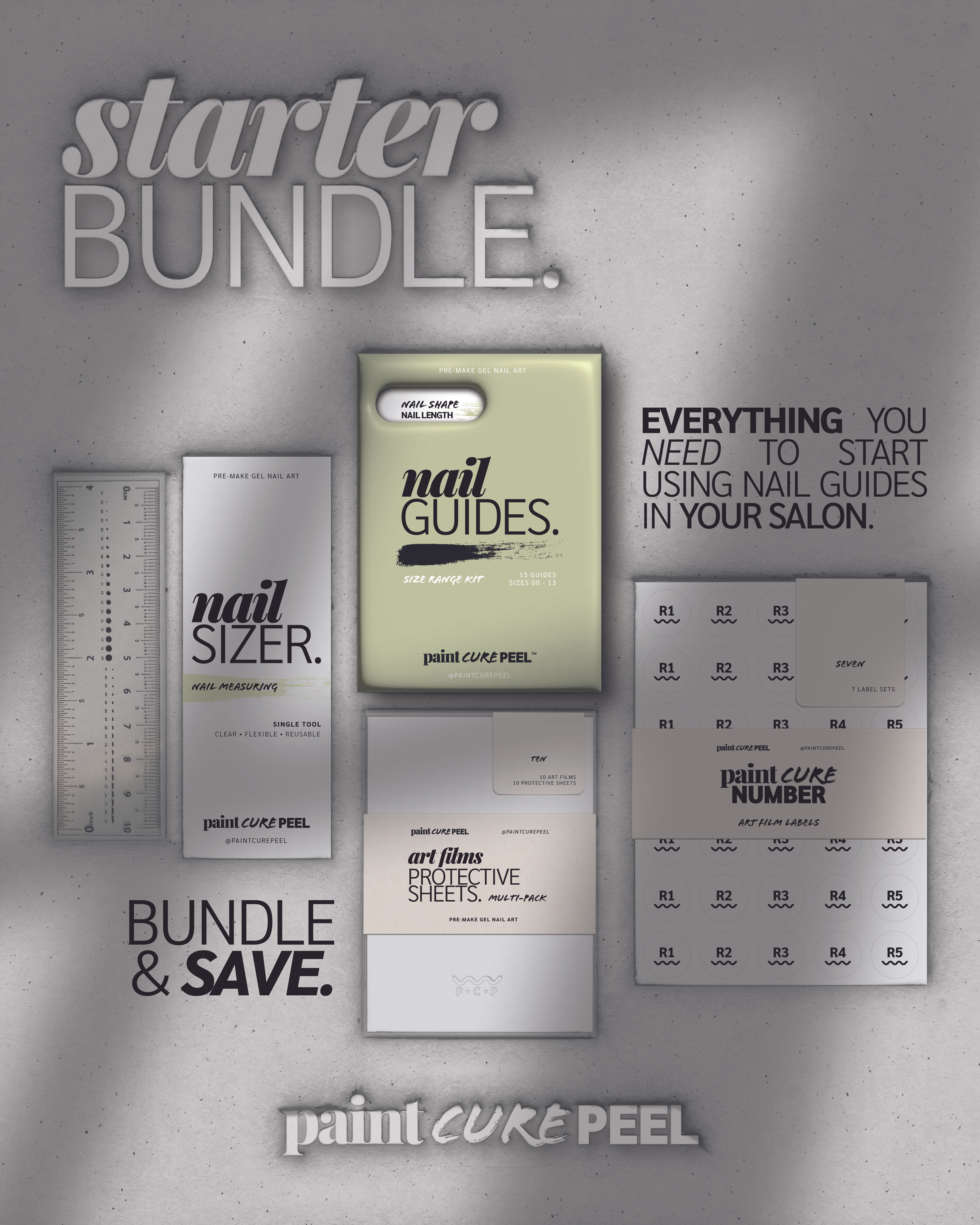 Paint Cure Peel Nail Guides Starter Bundle