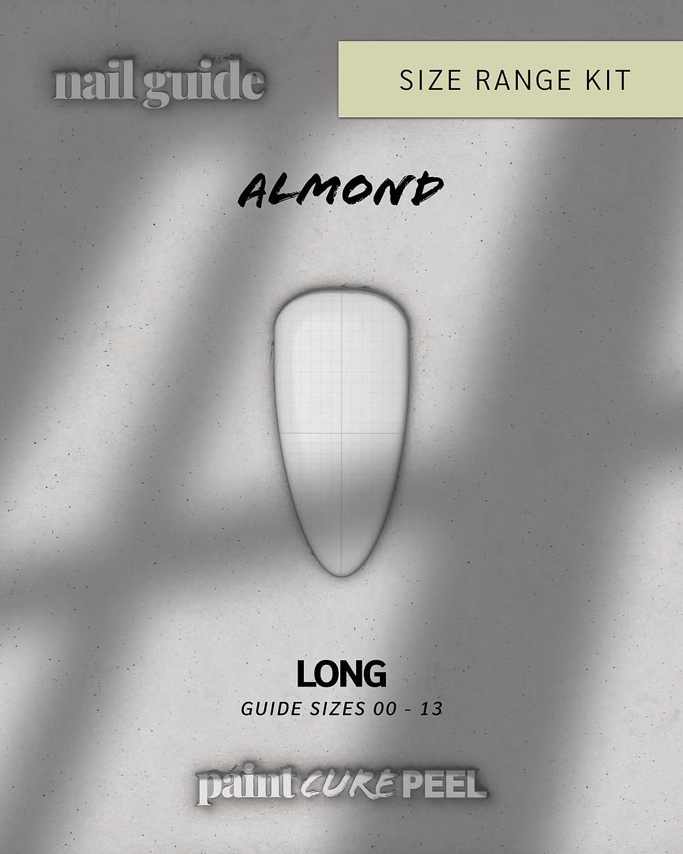 Paint Cure Peel Nail Guides: Size Range Kit | Almond Long