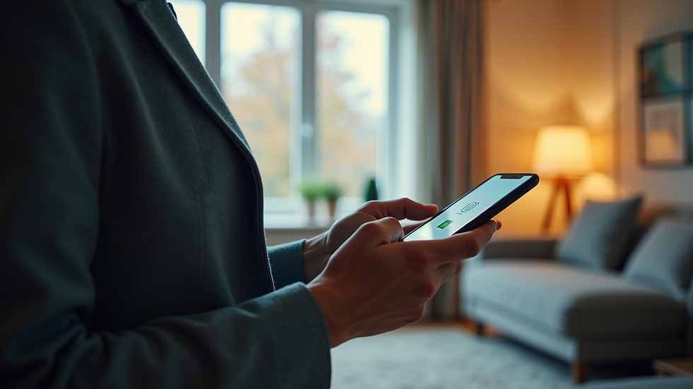Eye-level view of a person using a smart home device