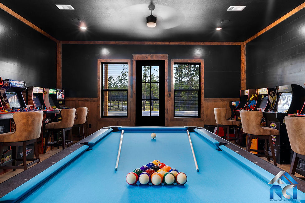 New home construction site in Polk County, TX during framing stage